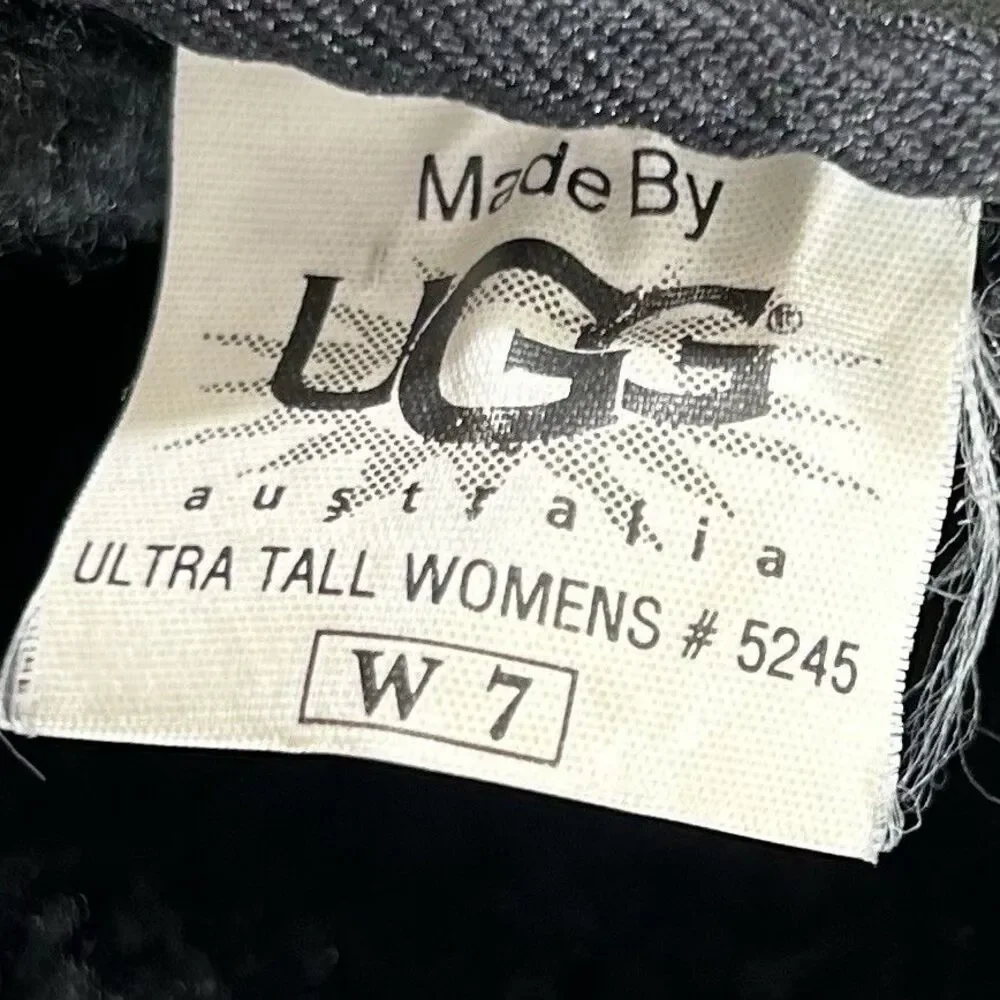 UGG Ultra Tall 5245 Women’s Size 7 Black Sheepskin Pure Wool Winter Boots Used